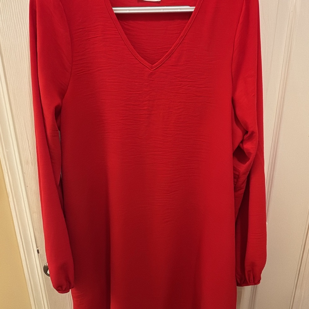 Elegant Red V-Neck Dress